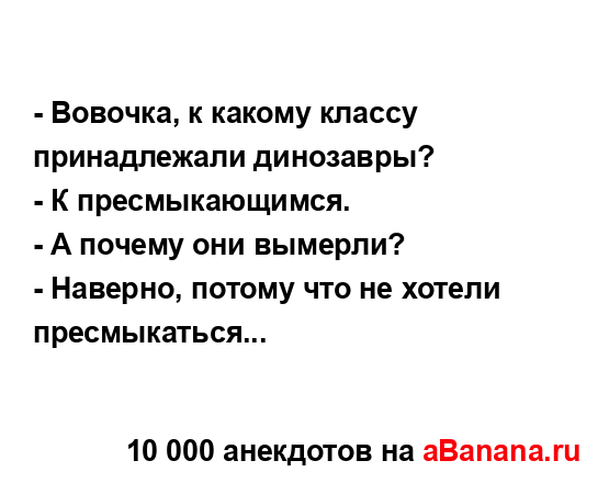 - Вовочка, к какому классу принадлежали динозавры?
...