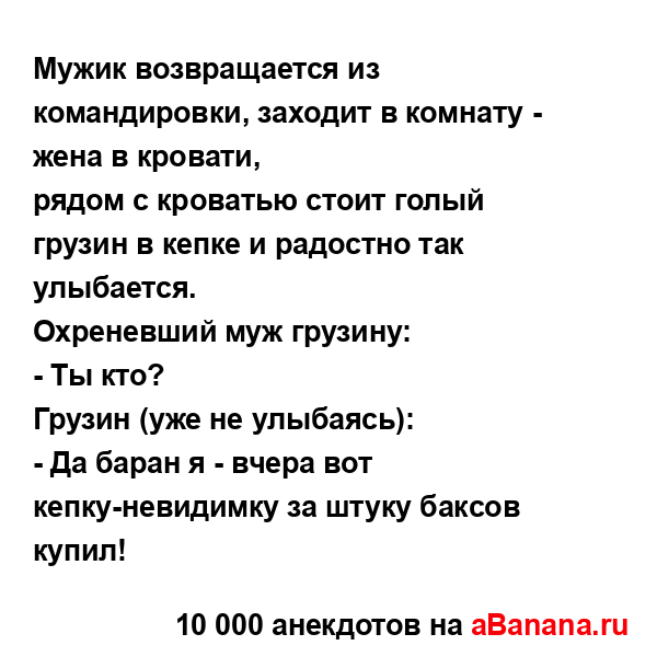 Мужик возвращается из командировки, заходит в комнату...