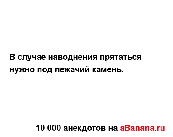 В случае наводнения прятаться нужно под лежачий...