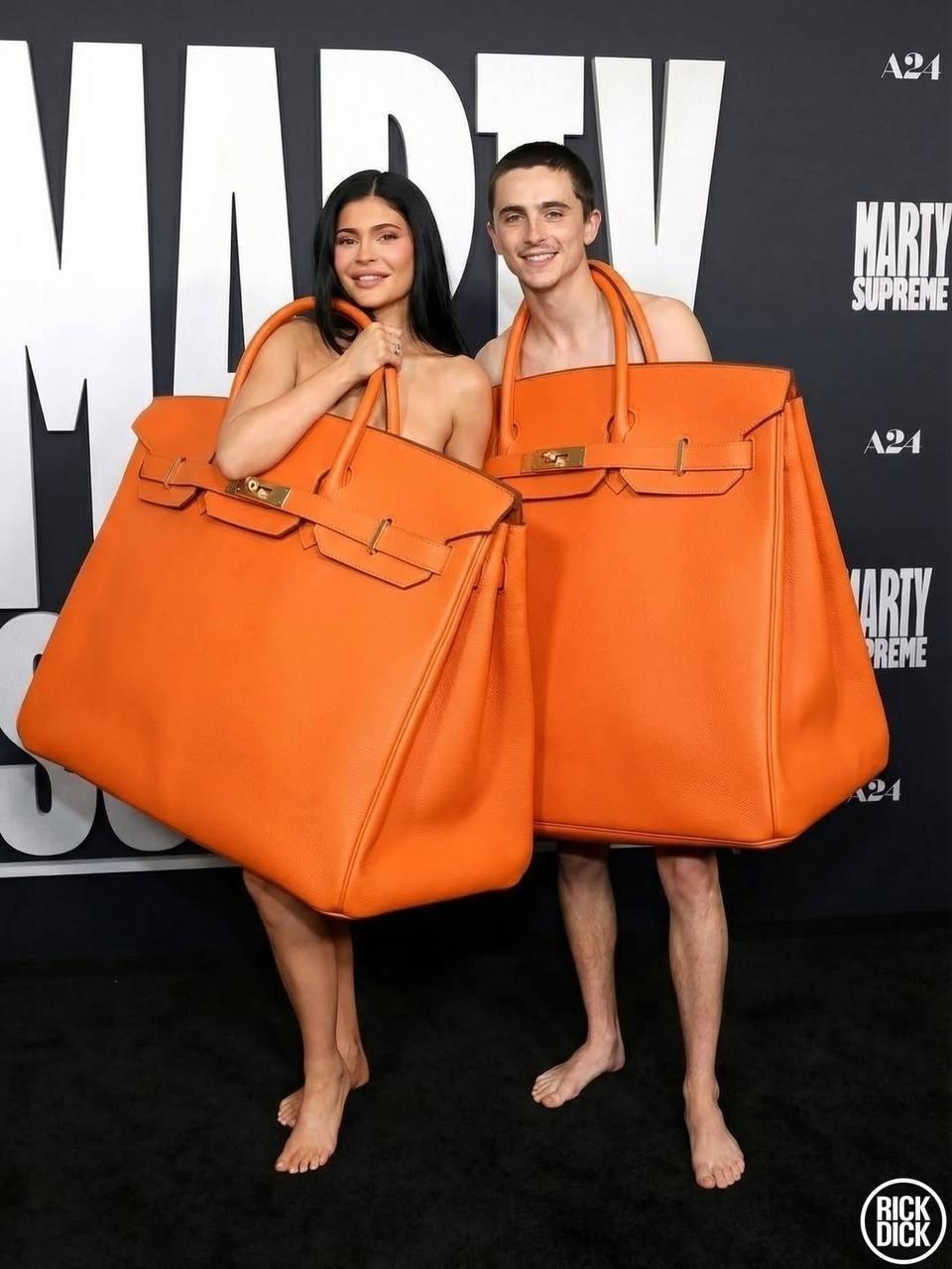 Тотально оранжевый образ Кайли и Тимоти стал мемом в сети