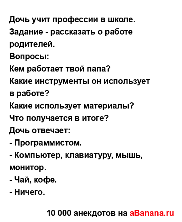 Дочь учит профессии в школе. Задание - рассказать о...