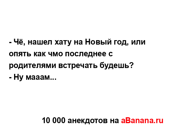 - Чё, нашел хату на Новый год, или опять как чмо...