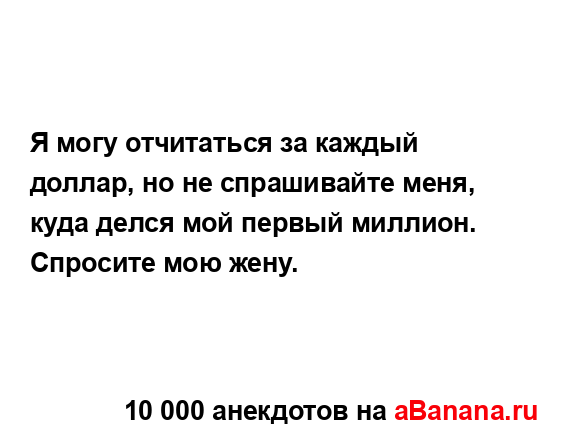 Я могу отчитаться за каждый доллар, но не спрашивайте...