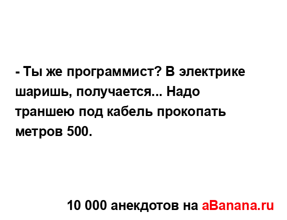 - Ты же программист? В электрике шаришь, получается......