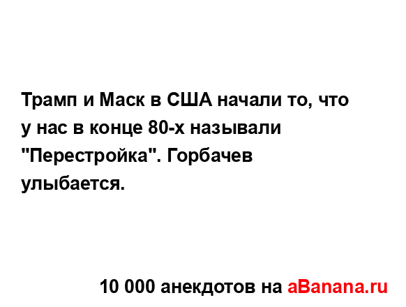 Трамп и Маск в США начали то, что у нас в конце 80-х...