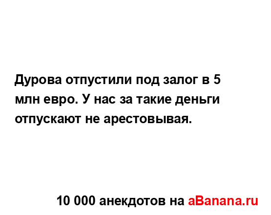 Дурова отпустили под залог в 5 млн евро. У нас за такие...