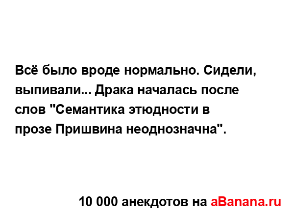 Всё было вроде нормально. Сидели, выпивали... Драка...