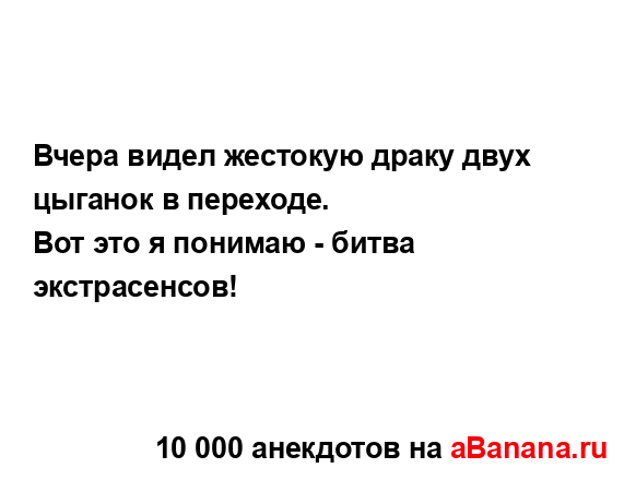 Вчера видел жестокую драку двух цыганок в переходе. ...