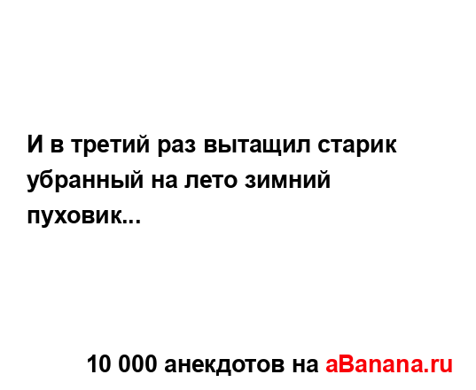 И в третий раз вытащил старик убранный на лето зимний...