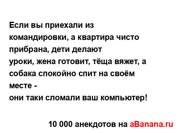 Если вы приехали из командировки, а квартира чисто...