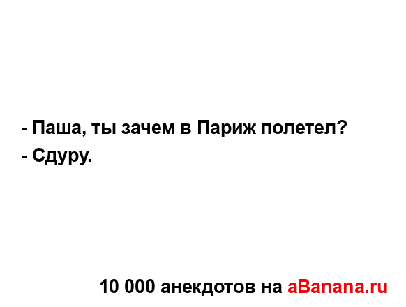 - Паша, ты зачем в Париж полетел?
...