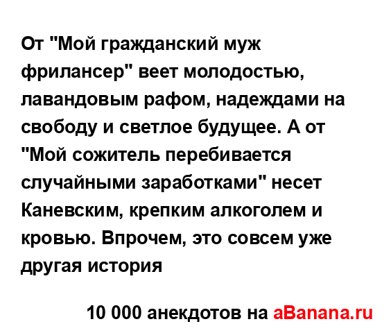 От "Мой гражданский муж фрилансер" веет молодостью,...