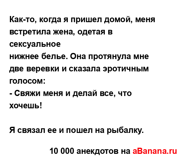 Как-то, когда я пришел домой, меня встретила жена,...