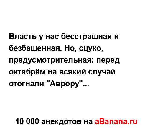 Власть у нас бесстрашная и безбашенная. Но, сцуко,...