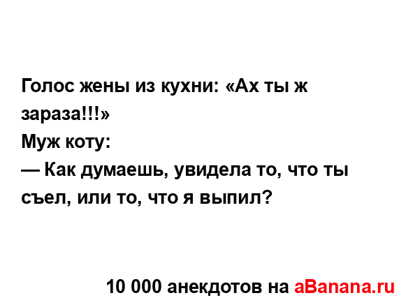 Голос жены из кухни: «Ах ты ж зараза!!!»...