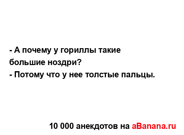 - А почему у гориллы такие большие ноздри?
...