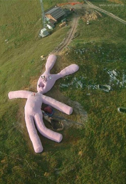 В 2005 году группа художников в селе Италии сделала огромного (60 метров в длину и 6 метров высоту) плюшевого кролика