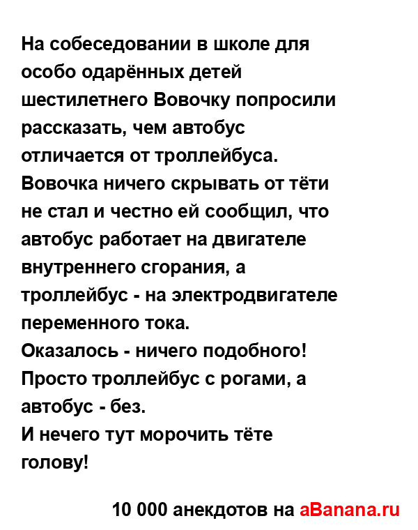 На собеседовании в школе для особо одарённых детей...