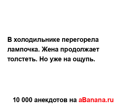 В холодильнике перегорела лампочка. Жена продолжает...