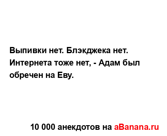 Выпивки нет. Блэкджека нет. Интернета тоже нет, - Адам...