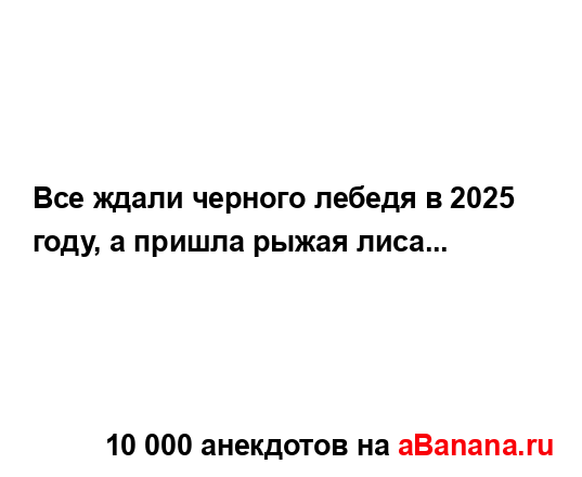 Все ждали черного лебедя в 2025 году, а пришла рыжая...