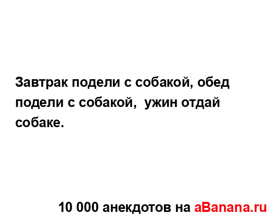 Завтрак подели с собакой, обед подели с собакой,  ужин...