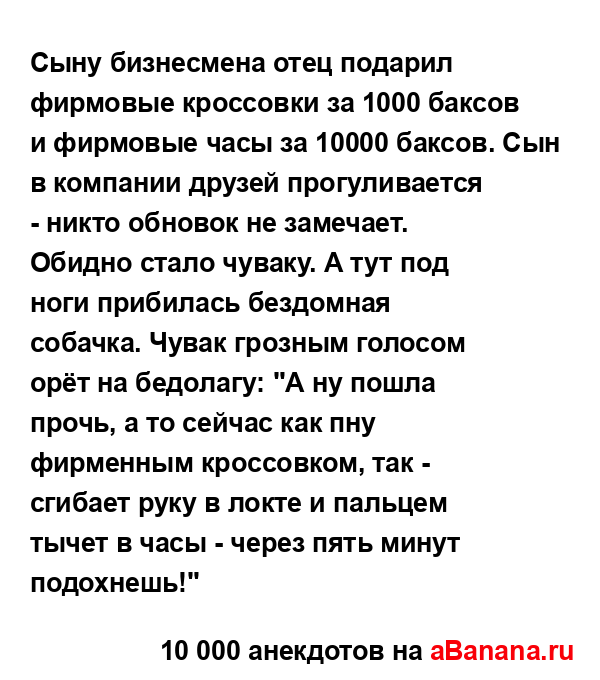 Сыну бизнесмена отец подарил фирмовые кроссовки за 1000...