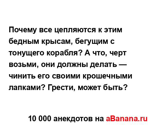 Почему все цепляются к этим бедным крысам, бегущим с...