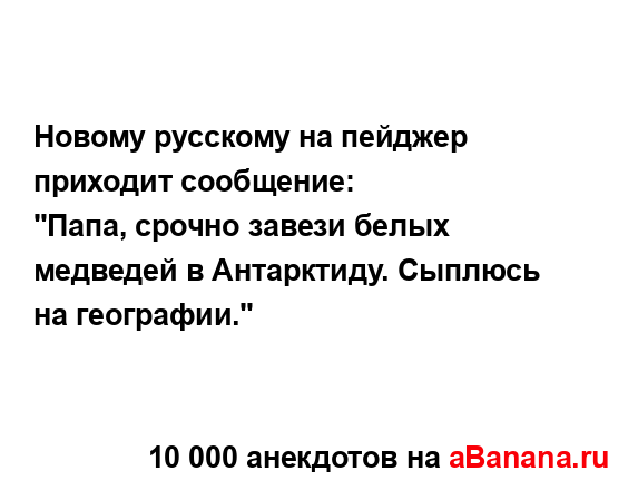 Новому русскому на пейджер приходит сообщение:
...