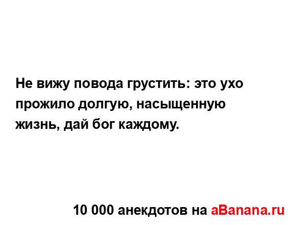 Не вижу повода грустить: это ухо прожило долгую,...