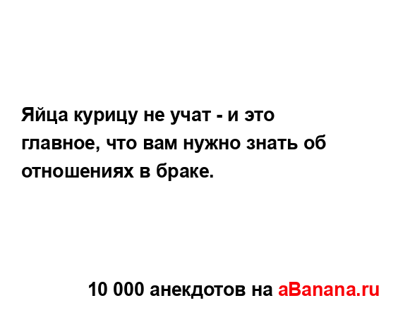 Яйца курицу не учат - и это главное, что вам нужно знать...