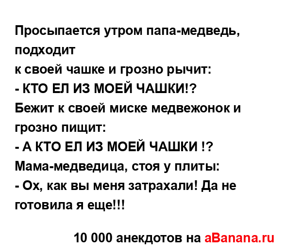 Просыпается утром папа-медведь, подходит...