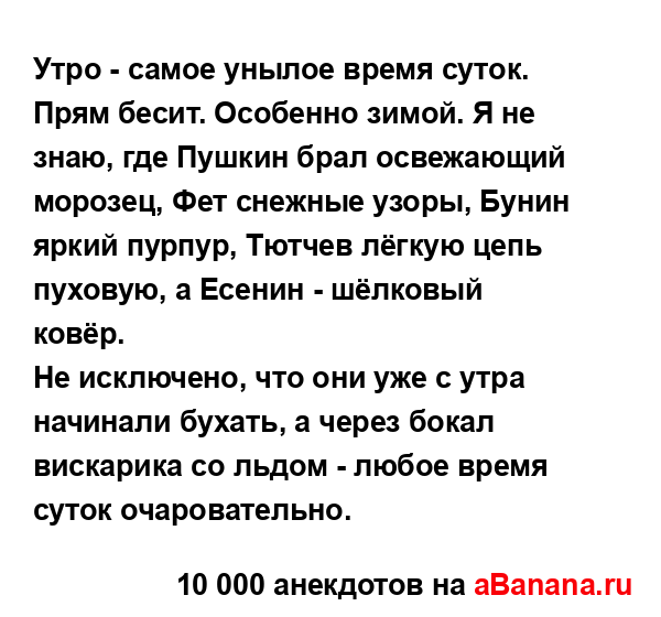 Утро - самое унылое время суток. Прям бесит. Особенно...