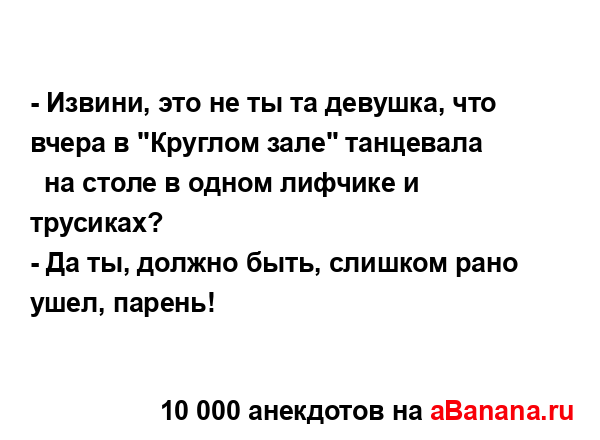 - Извини, это не ты та девушка, что вчера в "Круглом зале"...