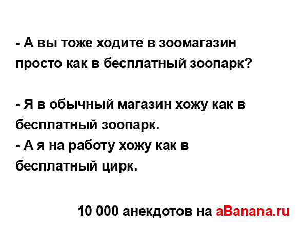- А вы тоже ходите в зоомагазин просто как в бесплатный...