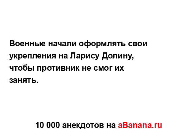 Военные начали оформлять свои укрепления на Ларису...