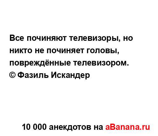 Все починяют телевизоры, но никто не починяет головы,...