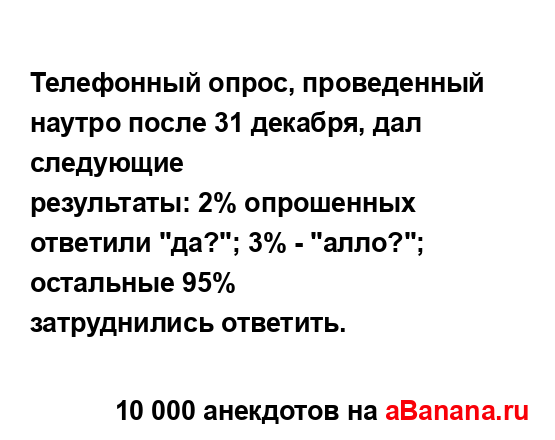 Телефонный опрос, проведенный наутро после 31 декабря,...