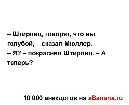 – Штирлиц, говорят, что вы голубой, – сказал Мюллер....