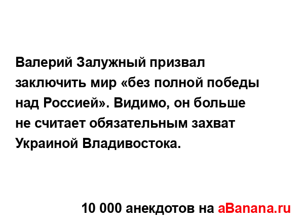 Валерий Залужный призвал заключить мир «без полной...