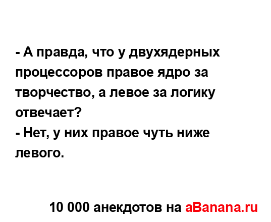 - А правда, что у двухядерных процессоров правое ядро...