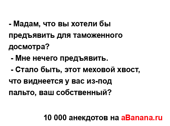 - Мадам, что вы хотели бы предъявить для таможенного...