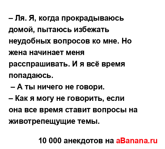 – Ля. Я, когда прокрадываюсь домой, пытаюсь избежать...