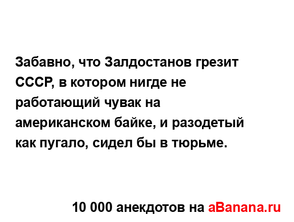 Забавно, что Залдостанов грезит СССР, в котором нигде...