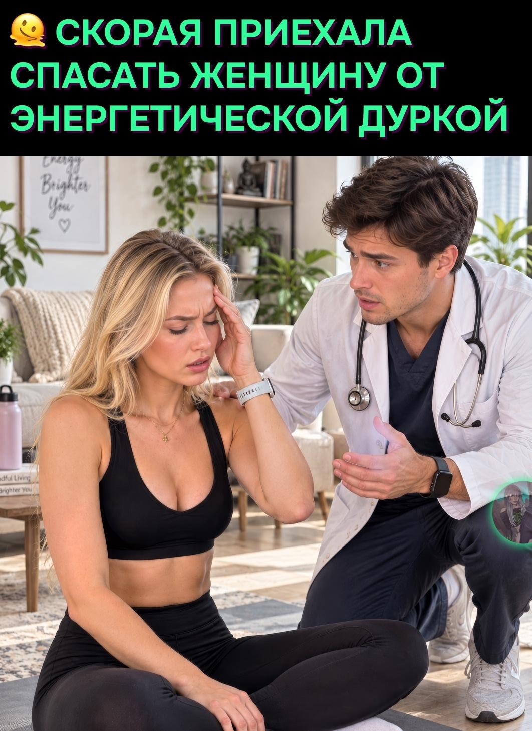 На вызове женщина с давлением под 200 объясняла своё состояние «энергетической атакой», «реакцией поля» и чужим воздействием. Вокруг свечи, камни, карты и благовония — полный комплект.