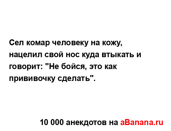 Сел комар человеку на кожу, нацелил свой нос куда...