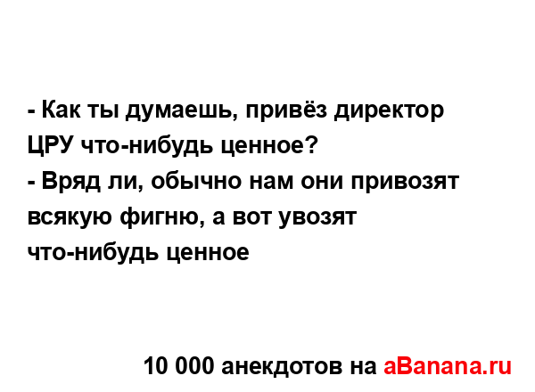 - Как ты думаешь, привёз директор ЦРУ что-нибудь...