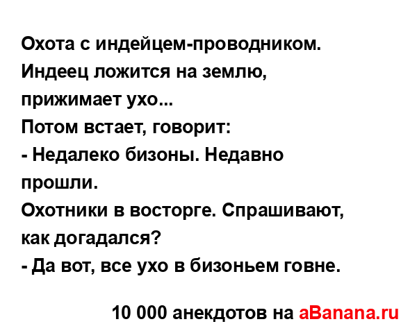 Охота с индейцем-проводником. Индеец ложится на землю,...