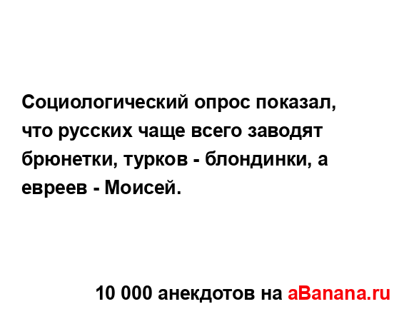 Социологический опрос показал, что русских чаще всего...