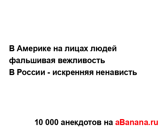 В Америке на лицах людей фальшивая вежливость
...